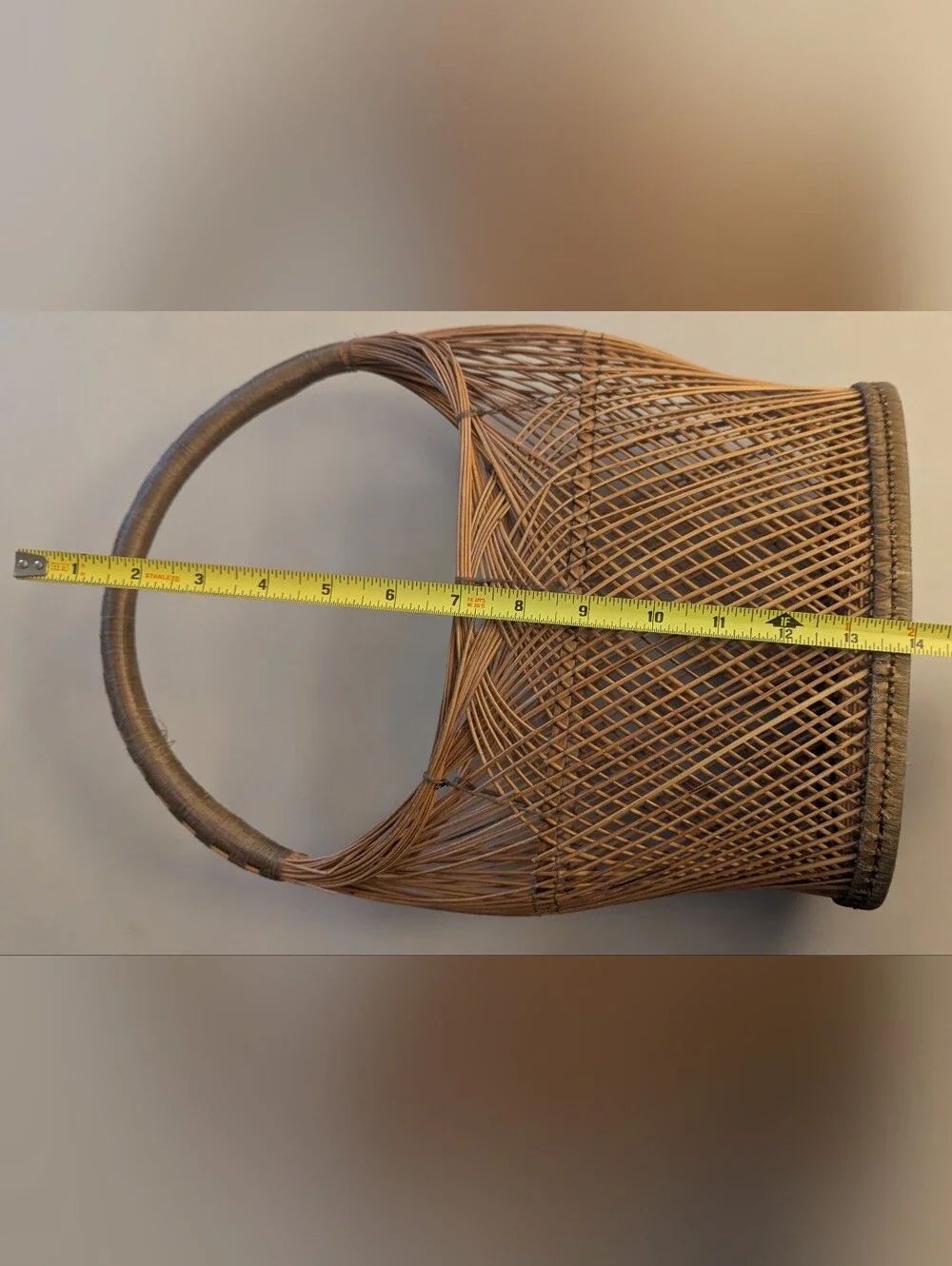 Handwoven Natural Rattan Basket Tote with Arch Handle